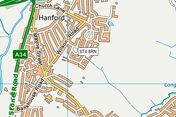 ST4 8RN map - OS VectorMap District (Ordnance Survey)