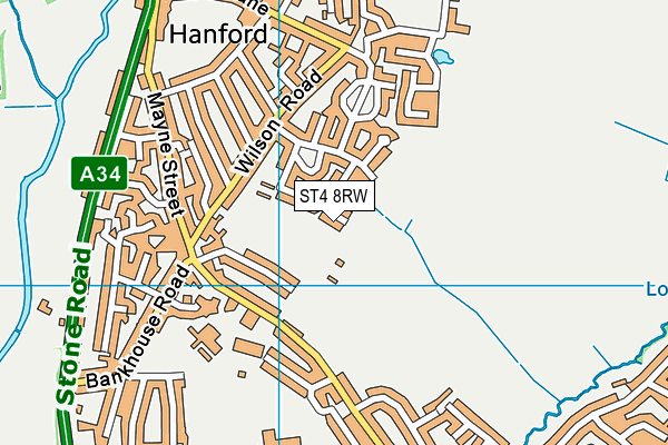ST4 8RW map - OS VectorMap District (Ordnance Survey)