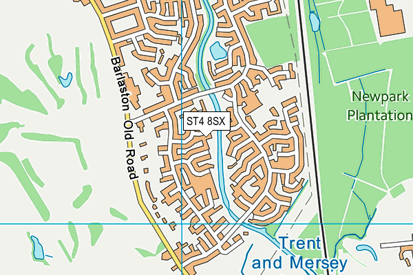 ST4 8SX map - OS VectorMap District (Ordnance Survey)