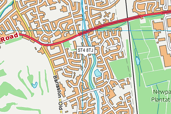 ST4 8TJ map - OS VectorMap District (Ordnance Survey)