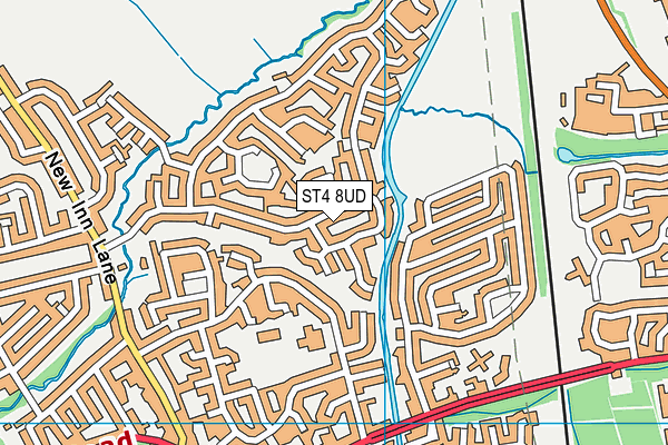 ST4 8UD map - OS VectorMap District (Ordnance Survey)