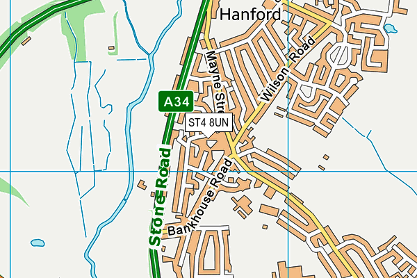 ST4 8UN map - OS VectorMap District (Ordnance Survey)