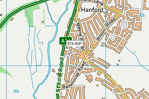 ST4 8UP map - OS VectorMap District (Ordnance Survey)