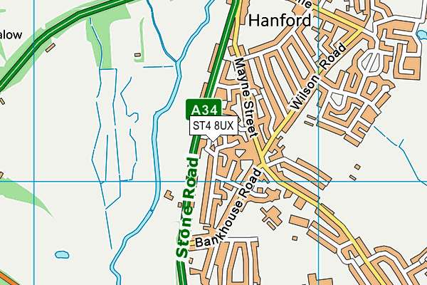 ST4 8UX map - OS VectorMap District (Ordnance Survey)