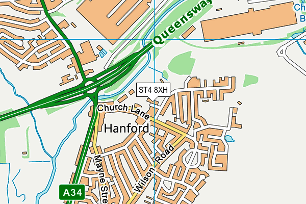 ST4 8XH map - OS VectorMap District (Ordnance Survey)