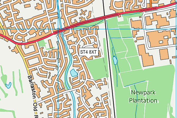 ST4 8XT map - OS VectorMap District (Ordnance Survey)