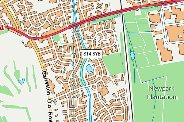 ST4 8YB map - OS VectorMap District (Ordnance Survey)