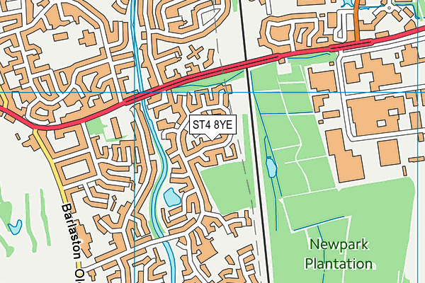 ST4 8YE map - OS VectorMap District (Ordnance Survey)