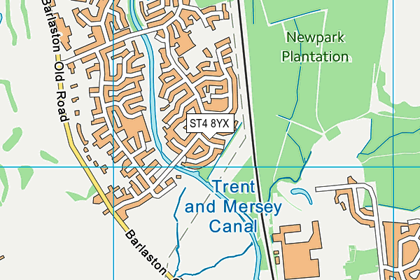 ST4 8YX map - OS VectorMap District (Ordnance Survey)