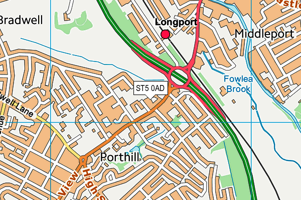 ST5 0AD map - OS VectorMap District (Ordnance Survey)