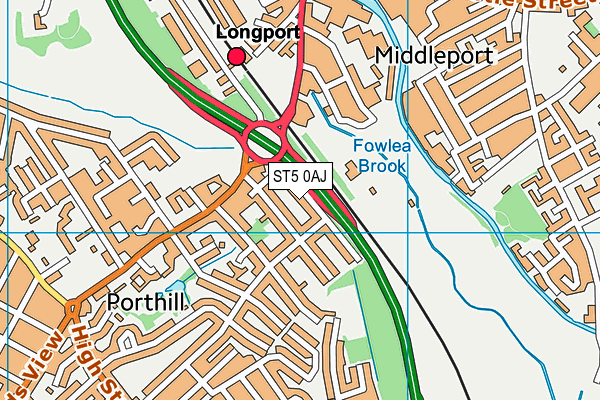 ST5 0AJ map - OS VectorMap District (Ordnance Survey)