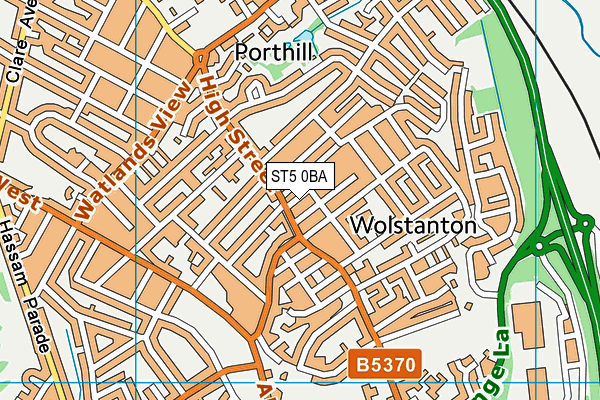 ST5 0BA map - OS VectorMap District (Ordnance Survey)