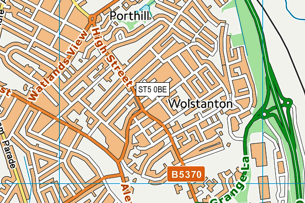 ST5 0BE map - OS VectorMap District (Ordnance Survey)