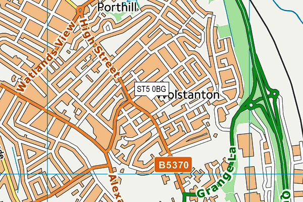 ST5 0BG map - OS VectorMap District (Ordnance Survey)