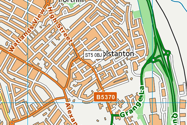 ST5 0BJ map - OS VectorMap District (Ordnance Survey)