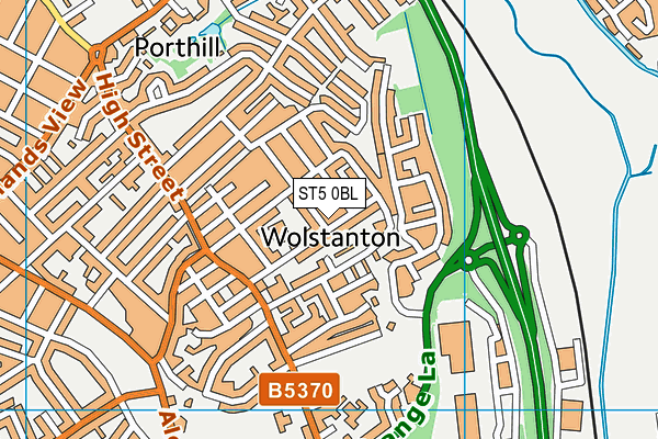 ST5 0BL map - OS VectorMap District (Ordnance Survey)