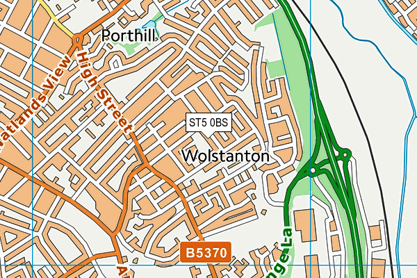 ST5 0BS map - OS VectorMap District (Ordnance Survey)