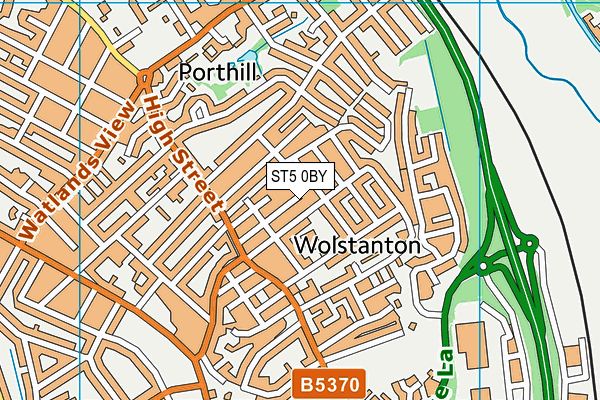 ST5 0BY map - OS VectorMap District (Ordnance Survey)