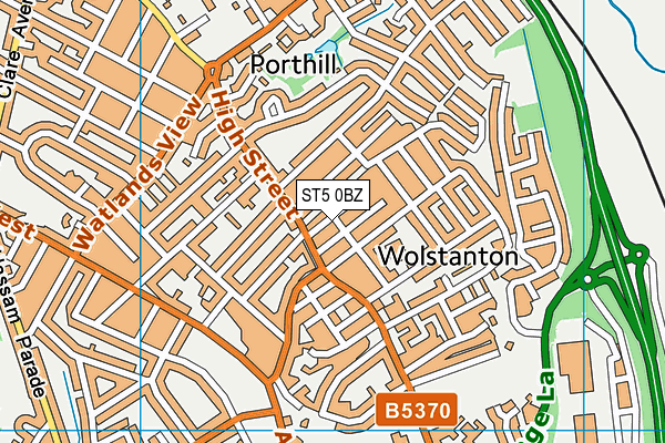 ST5 0BZ map - OS VectorMap District (Ordnance Survey)