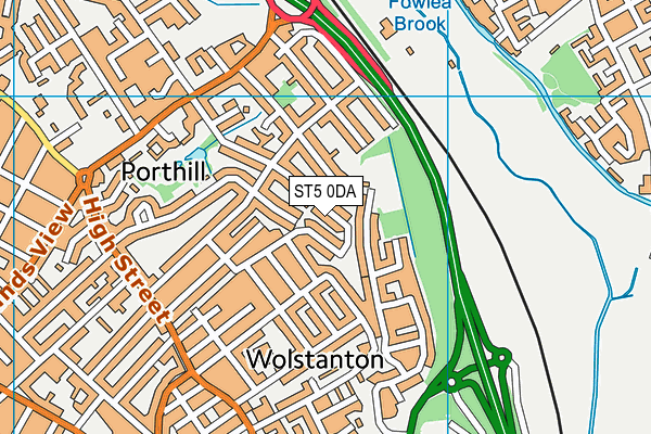 ST5 0DA map - OS VectorMap District (Ordnance Survey)