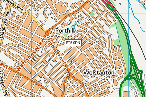 ST5 0DN map - OS VectorMap District (Ordnance Survey)