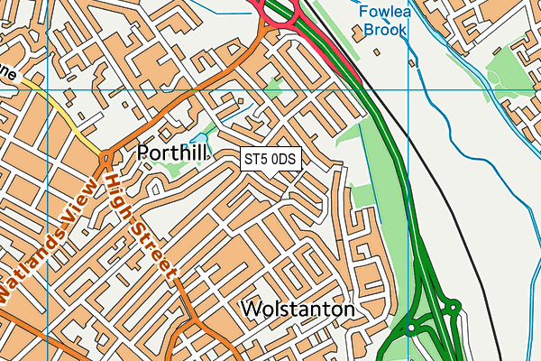 ST5 0DS map - OS VectorMap District (Ordnance Survey)