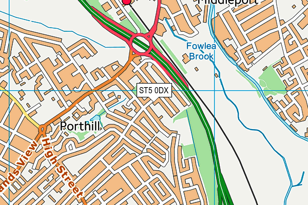 ST5 0DX map - OS VectorMap District (Ordnance Survey)