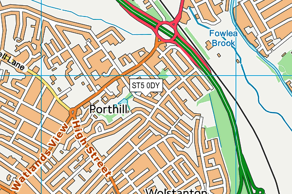 ST5 0DY map - OS VectorMap District (Ordnance Survey)