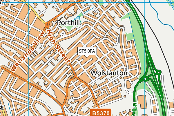 ST5 0FA map - OS VectorMap District (Ordnance Survey)