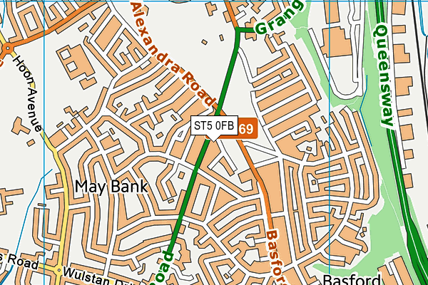 ST5 0FB map - OS VectorMap District (Ordnance Survey)