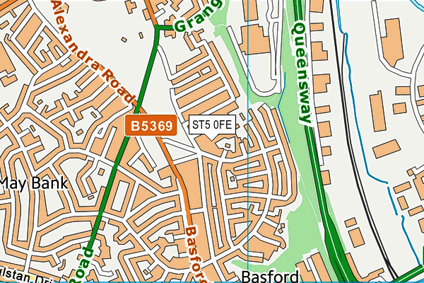 ST5 0FE map - OS VectorMap District (Ordnance Survey)