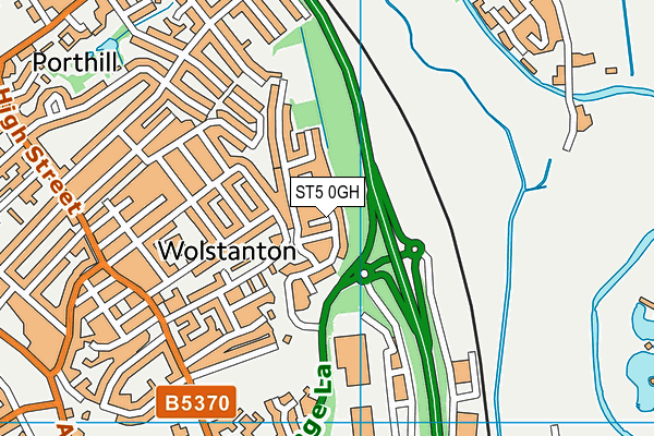 ST5 0GH map - OS VectorMap District (Ordnance Survey)