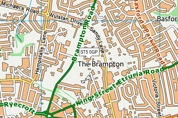 ST5 0GP map - OS VectorMap District (Ordnance Survey)