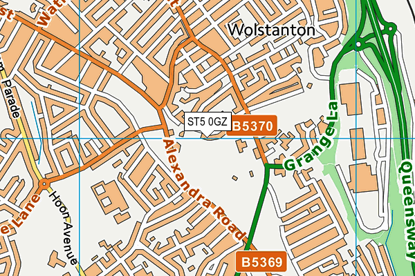 ST5 0GZ map - OS VectorMap District (Ordnance Survey)