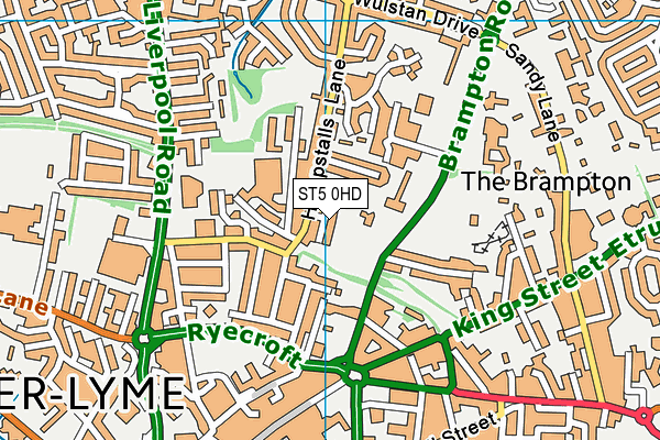 ST5 0HD map - OS VectorMap District (Ordnance Survey)