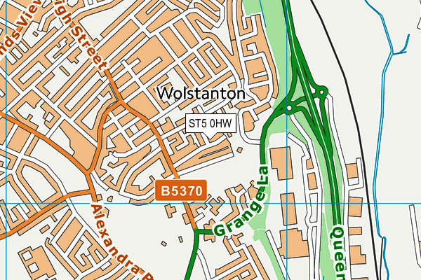 ST5 0HW map - OS VectorMap District (Ordnance Survey)