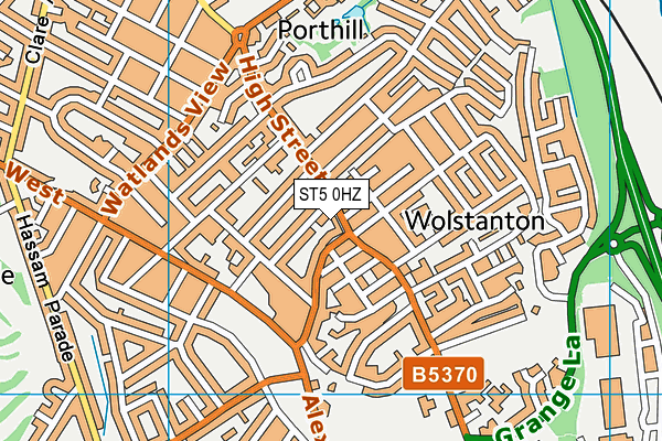 ST5 0HZ map - OS VectorMap District (Ordnance Survey)