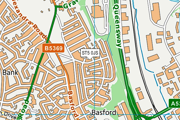 ST5 0JS map - OS VectorMap District (Ordnance Survey)