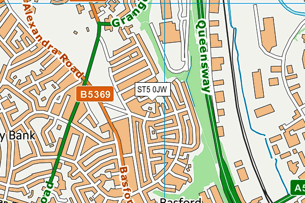 ST5 0JW map - OS VectorMap District (Ordnance Survey)