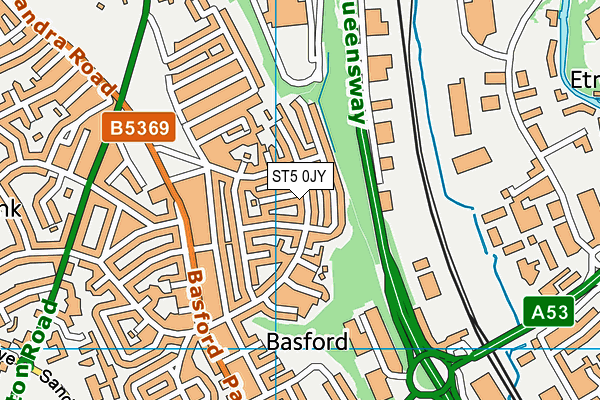 ST5 0JY map - OS VectorMap District (Ordnance Survey)