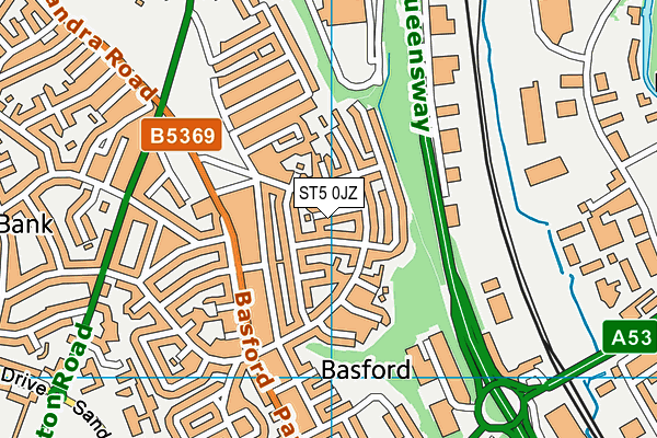 ST5 0JZ map - OS VectorMap District (Ordnance Survey)