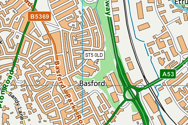 ST5 0LD map - OS VectorMap District (Ordnance Survey)