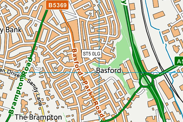 ST5 0LG map - OS VectorMap District (Ordnance Survey)