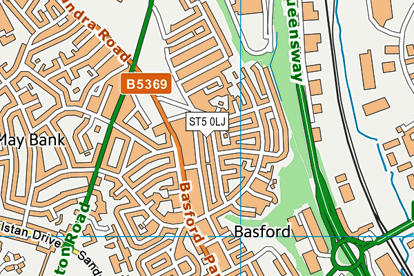 ST5 0LJ map - OS VectorMap District (Ordnance Survey)