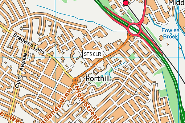 ST5 0LR map - OS VectorMap District (Ordnance Survey)