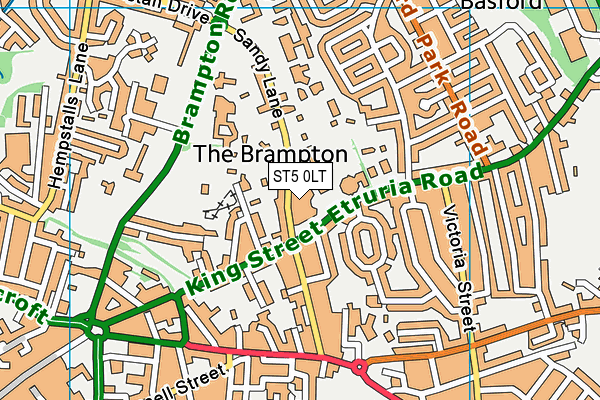 ST5 0LT map - OS VectorMap District (Ordnance Survey)