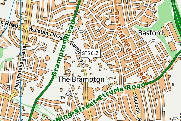 ST5 0LZ map - OS VectorMap District (Ordnance Survey)