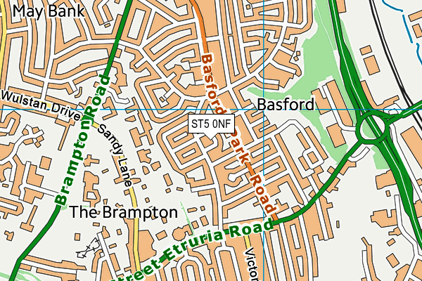 ST5 0NF map - OS VectorMap District (Ordnance Survey)