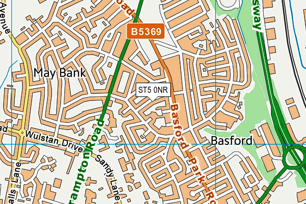 ST5 0NR map - OS VectorMap District (Ordnance Survey)