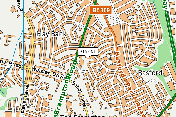 ST5 0NT map - OS VectorMap District (Ordnance Survey)